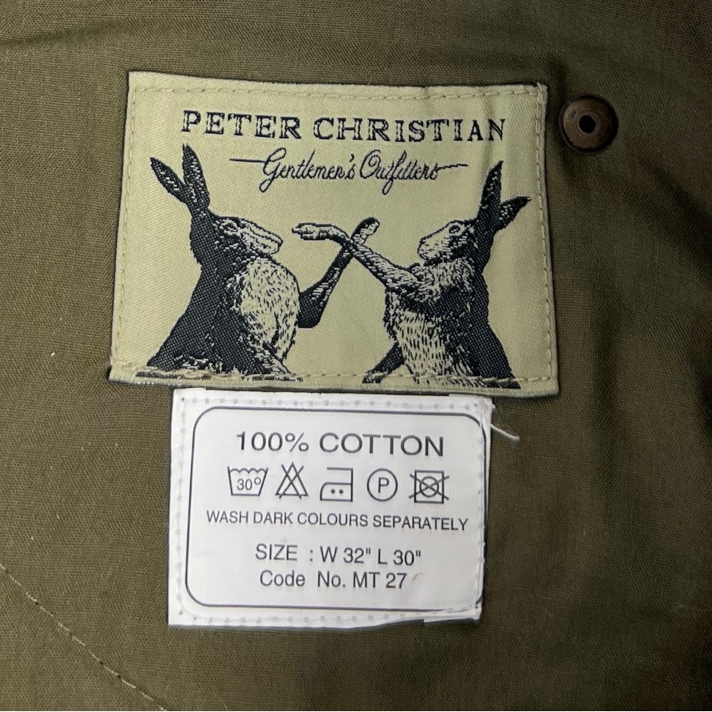 Peter Christian Chamois Pants Size 32 x 30 Green 100% Cotton Trousers Olive - Picture 10 of 10